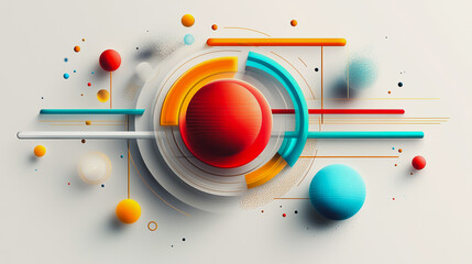 Obraz premium Abstract white background with Colorful circle lines. Digital future technology . Abstract business connection of lines from nodes innovation of communication in the network.