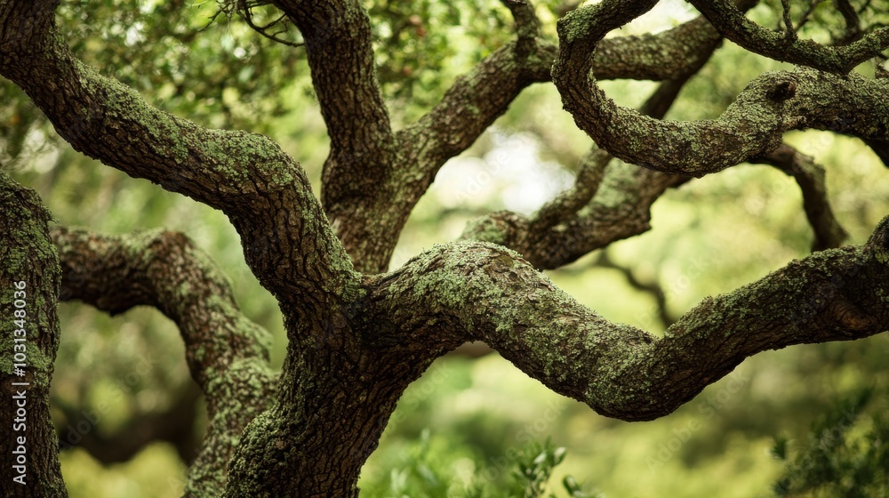 Poster A tree with a large trunk and many branches