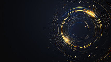 Obraz premium Abstract black background with Colorful circle lines. Digital future technology . Abstract business connection of lines from nodes innovation of communication in the network.