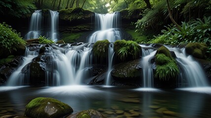 a waterfall with a picture of a waterfall and a waterfall.