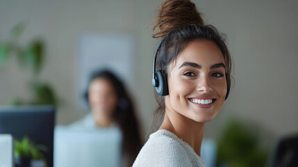 Professional call center supervisor in modern office environment