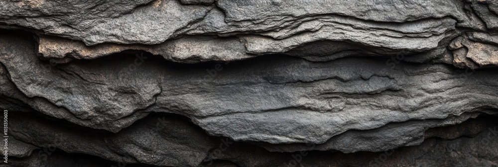 Poster a close-up view of layered rock formations, showcasing natural textures and colors found in geologic