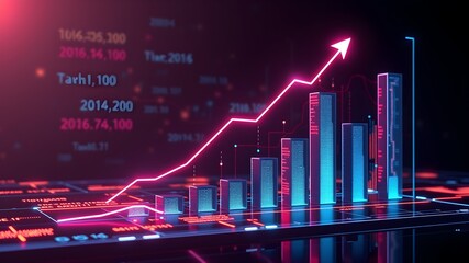 Futuristic Business Growth Chart with Light Effects