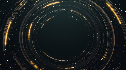 Abstract black background with Colorful circle lines. Digital future technology . Abstract business connection of lines from nodes innovation of communication in the network.