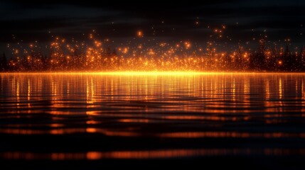 Obraz premium Glowing reflections on a tranquil lake at dusk