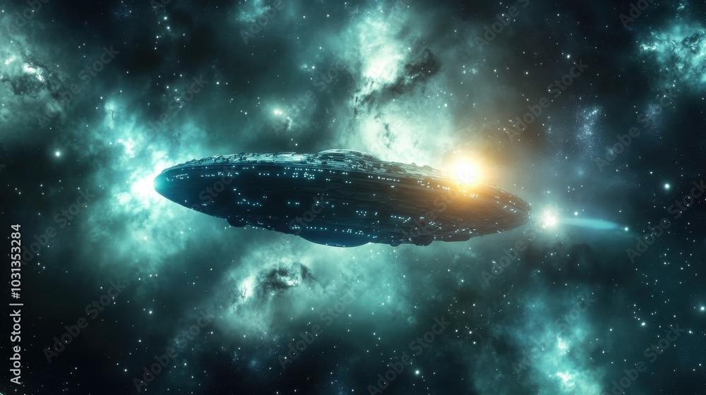 Aufkleber a mysterious glowing object drifts through deep space, emitting strange signals and illuminating the