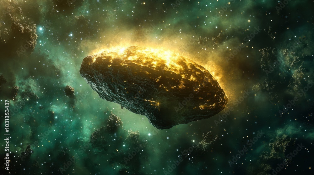Aufkleber A mysterious glowing object drifts silently in the vastness of deep space while emitting unusual signals and intriguing energy patterns