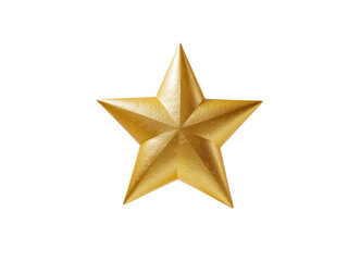 Golden Christmas Star metal bright shine five angle star shape photo isolated on transparent background.
