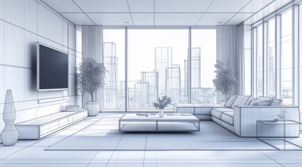 Modern Living Room Blueprint.