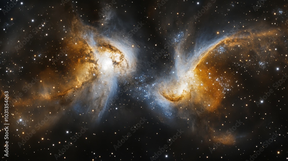 Aufkleber a breathtaking view of two galaxies colliding, creating a cosmic explosion of stars and dust in deep