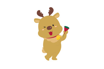 クラッカーを持ったトナカイのイラスト