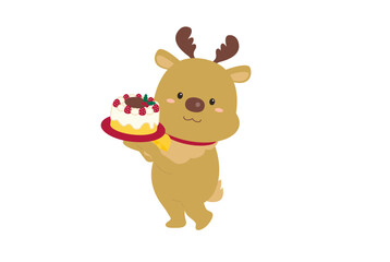 クリスマスケーキを持ったトナカイ