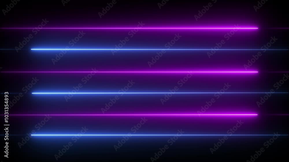 Poster glowing neon lights blinking lines moving animation. colorful neon line moving on black background. 