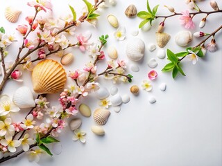Delicate Seashell and Blossom Arrangement for Minimalistic Decor Inspiration