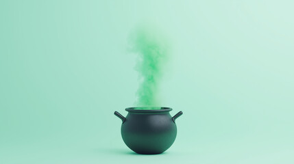 Spooky Brew: Mystical Cauldron with Eerie Green Smoke 