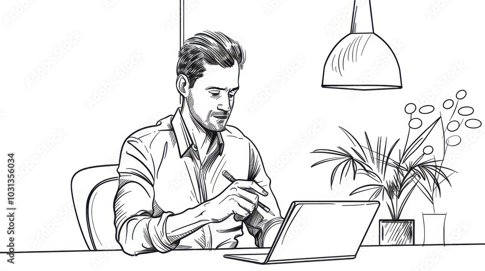 Aufkleber a financial advisor utilizing a tablet for digital services in a modern minimalist office environmen
