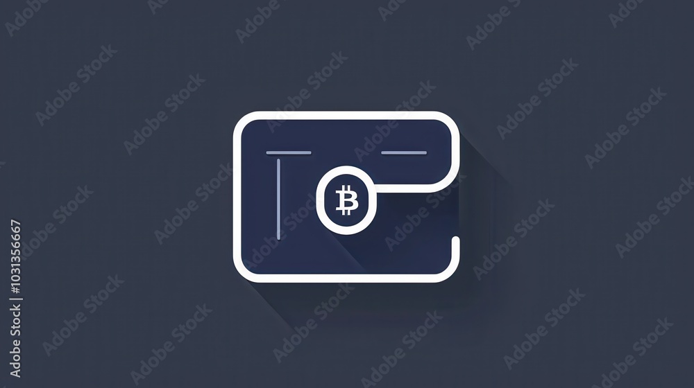 Aufkleber Minimalist line art depiction of a digital wallet icon showcasing cryptocurrency storage concept in a modern design