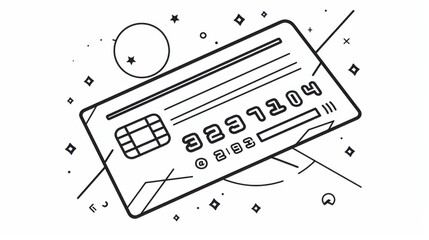 Minimalist line art representation of a modern credit card featuring a sleek design and secure digital elements for contemporary finance