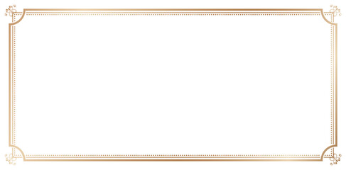 rectangle frame ornamental corner golden color isolated on white background simple line corner ornate pattern for design frame for your text or image, borders divider, labels, certificate completetion