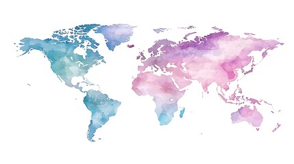 Watercolor World Map: Pastel Hues of Global Exploration 