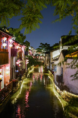 view of the ancient chinese city hall in the night