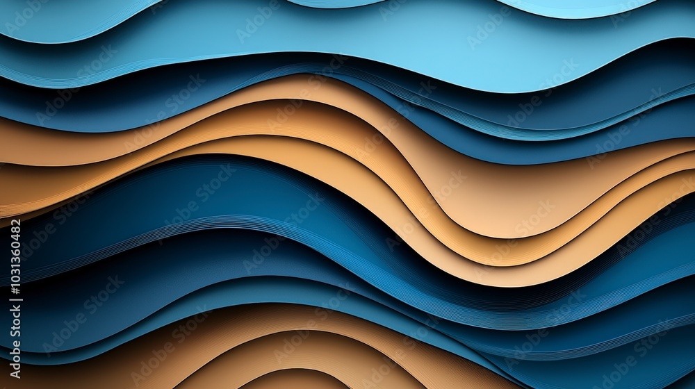 Poster abstract waves of color in layered paper design