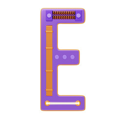 E Letter 3D Shape Future Essence Text. 3D Icon