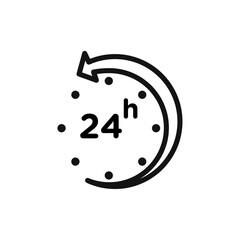 24 hrs icon Thin line flat illustration