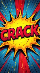 Fototapeta premium Bright colorful comic book style with explosion effect and word crack
