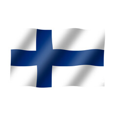 The national flag of finland is flying beautifully