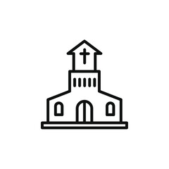 Church icon Thin line flat illustration