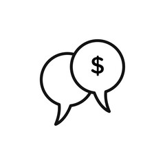 Comment dollar icon Thin line flat illustration