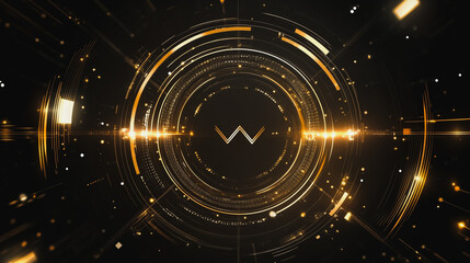 Obraz premium Abstract black background with Colorful circle lines. Digital future technology . Abstract business connection of lines from nodes innovation of communication in the network