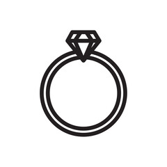 Diamond ring icon Thin line flat illustration