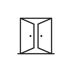 Door icon Thin line flat illustration