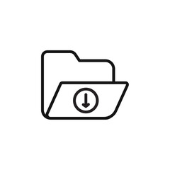 Folder download icon Thin line flat illustration
