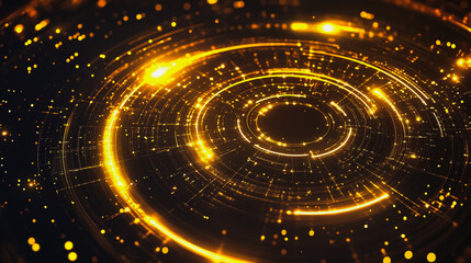 Obraz premium Abstract black background with Colorful circle lines. Digital future technology . Abstract business connection of lines from nodes innovation of communication in the network