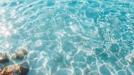 Fototapeta premium Sunlight reflecting off rippling blue water, creating mesmerizing patterns.