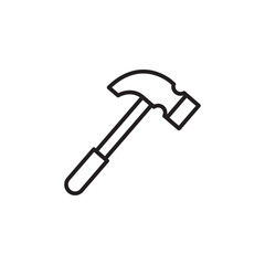 Hammer icon Thin line flat illustration
