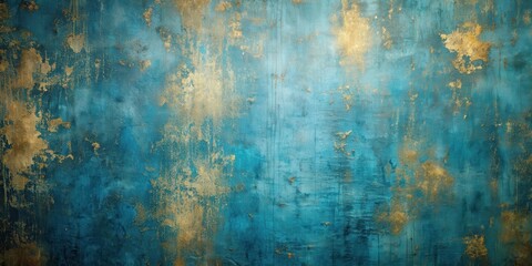 Fototapeta premium Beautiful grunge blue textured background wall with golden accents, grunge, blue, textured, background, wall, golden, color