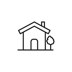 Home icon Thin line flat illustration