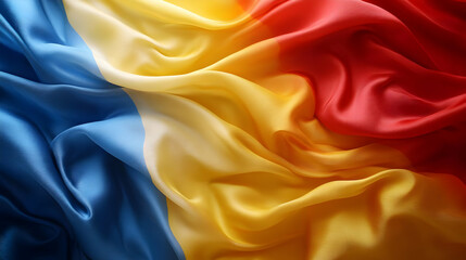 Obraz premium A close-up of a flag with blue, yellow, and red colors.