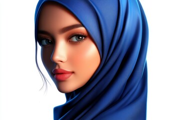 Simple outline of a woman in a hijab, drawn in clean lines and soft colors