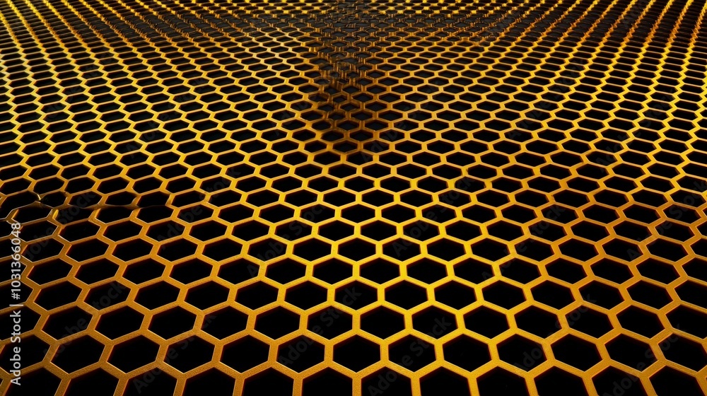 Poster intricate golden honeycomb pattern with geometric design and detail