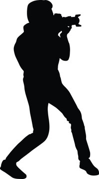 recommend clip art: Photographer full body silhouette illustration. People taking picture using camera.