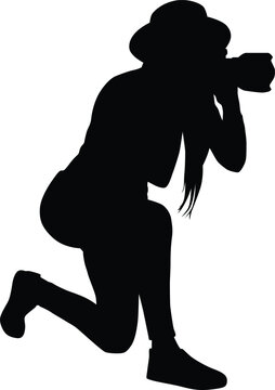 recommend clip art: Photographer full body silhouette illustration. People taking picture using camera.
