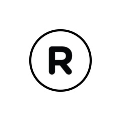Registered trademark symbol Thin line flat illustration
