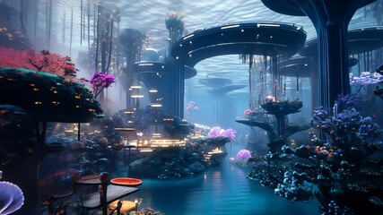 Futuristic Underwater City - Powered by Adobe