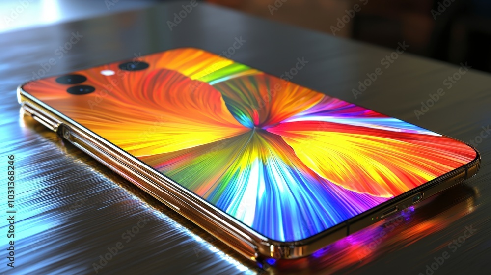 Aufkleber vibrant smartphone design with colorful abstract patterns on display