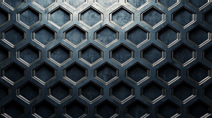 Hexagonal patterned surface with a metallic finish and shadow effects